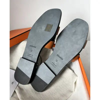 Hermès Oran Leather Sandal in Brown with Black Sole