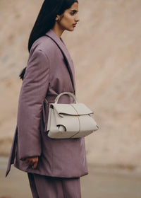 POLÈNE Mokki Edition Textured Black with Ecru Stitching