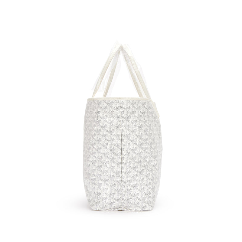Goyard White Goyardine Canvas and Chevroches Calfskin Saint Louis PM Tote