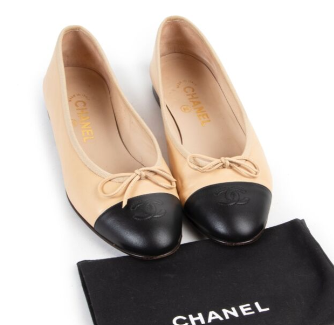 Chanel Black & Nude Ballerina Flats