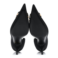 Balenciaga  Denim BB D'Orsay Pointed Toe Knife 80mm Pump  Black