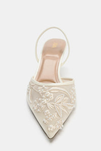 ZARA EMBROIDERED MESH SLINGBACKS