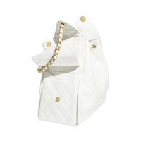 Chanel 25 Medium Handbag Grained Calfskin & Gold White