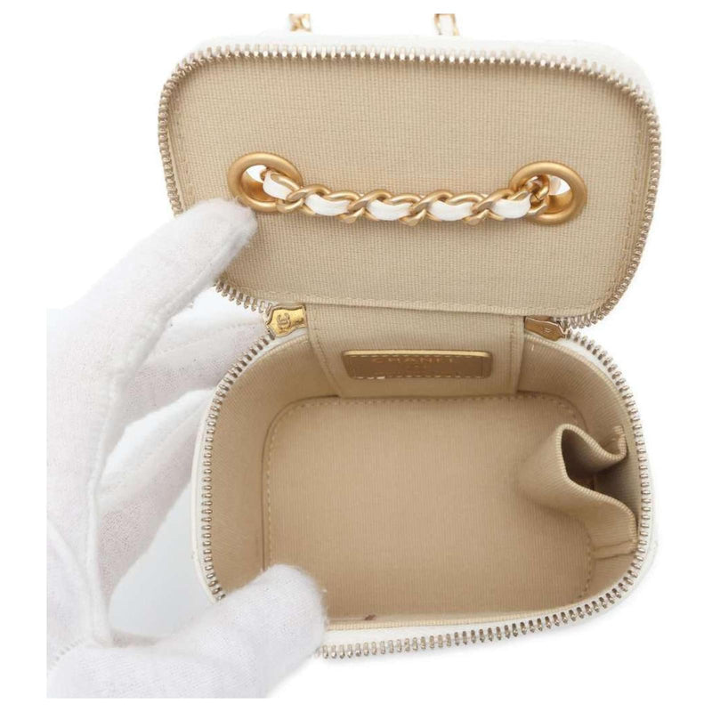 Chanel White Lambskin Vanity Bag