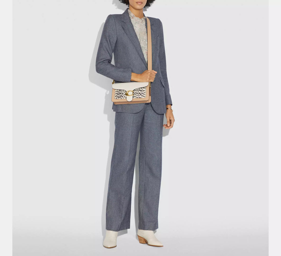 Tabby 26 Shoulder Bag in Color Block with Snakeskin Detail