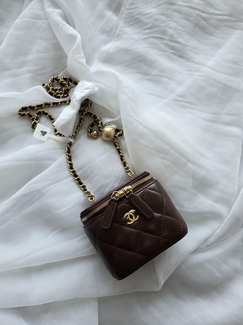 Chanel Lambskin Quilted Mini Pearl Crush Vanity Case