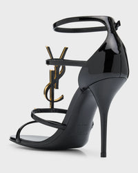 Saint Laurent Cassandra YSL Medallion Stiletto Sandals