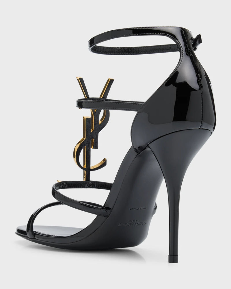 Saint Laurent Cassandra YSL Medallion Stiletto Sandals