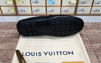 Louis Vuitton Texture Black Silver Logo Normal Loafer