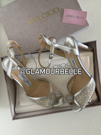 Jimmy Choo Sacora 100  White Satin Sandals