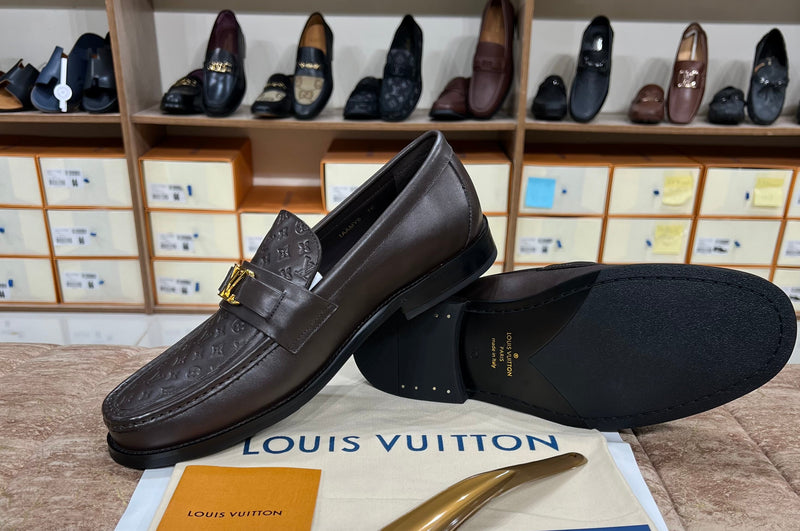 Louis Vuitton New Brown Embossed Major Loafers