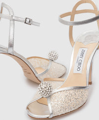 Jimmy Choo Sacora 100  White Satin Sandals