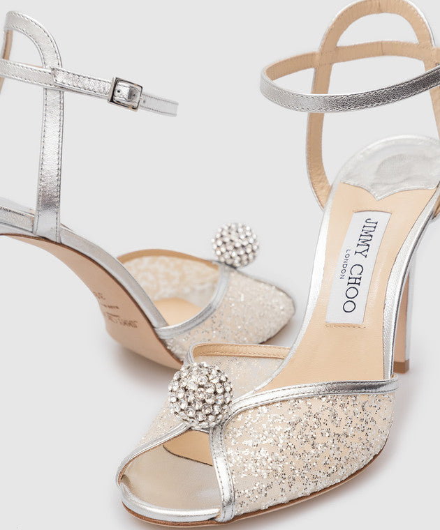 Jimmy Choo Sacora 100  White Satin Sandals