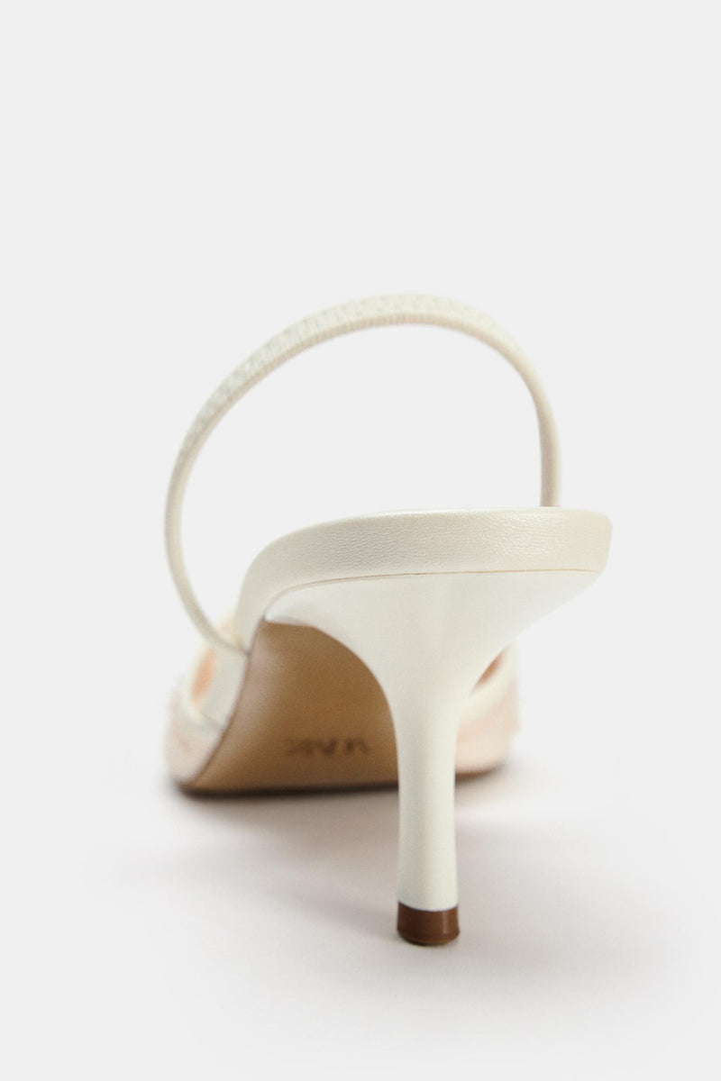 ZARA EMBROIDERED MESH SLINGBACKS