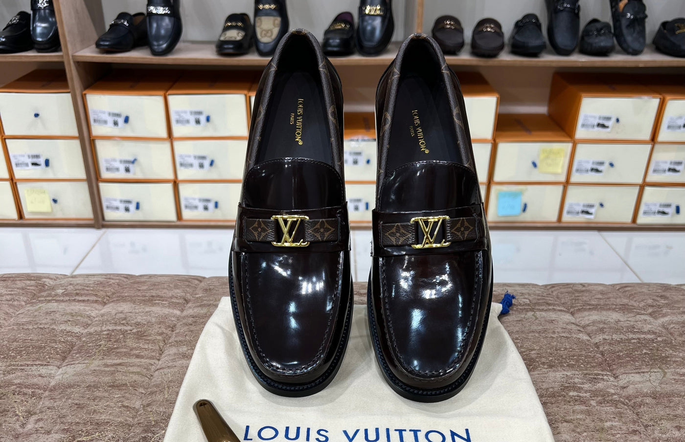 . Louis.Vuitton Brown Flower Major Loafers
