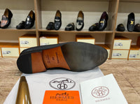 Hermes Black Silver Buckle Major Loafer