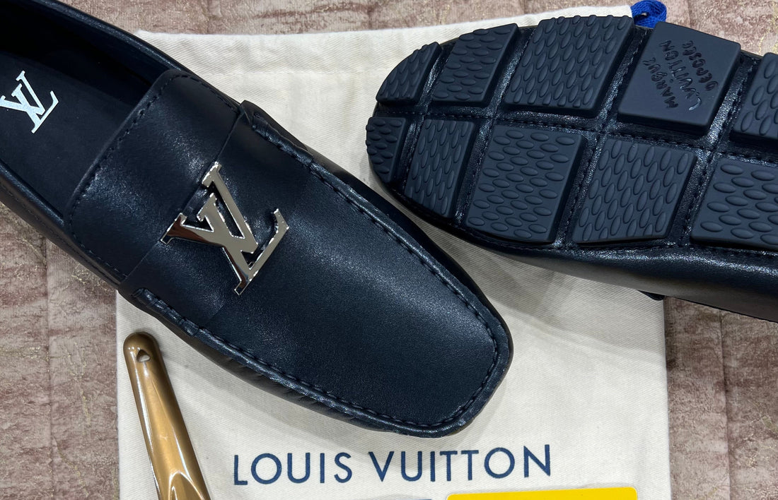Louis Vuitton Silver Logo Normal Loafer Black