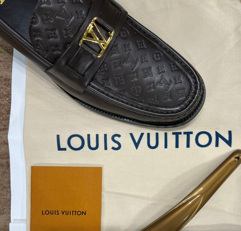Louis Vuitton New Brown Embossed Major Loafers