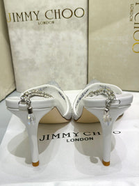 Jimmy Choo Saeda 85  White Crystal Mesh Pumps