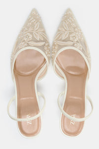 ZARA EMBROIDERED MESH SLINGBACKS