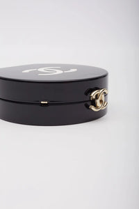 Chanel Resin Plexi Black White CC Camellia Minaudiere Clutch