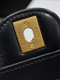 Chanel – Top Handle Flap Bag (Black Lambskin Leather)