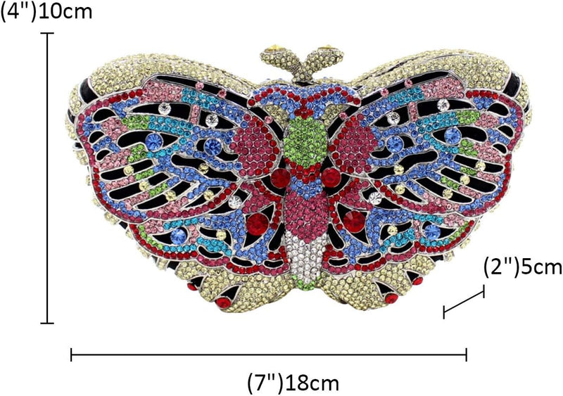 Womens Evening-Bag Chain Rhinestone Ladies Clutch-Purse Wedding Multi Butterfly