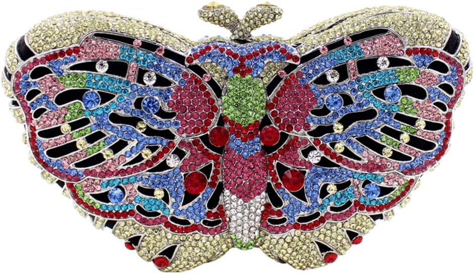 Womens Evening-Bag Chain Rhinestone Ladies Clutch-Purse Wedding Multi Butterfly