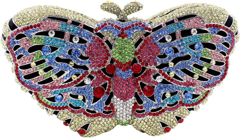 Womens Evening-Bag Chain Rhinestone Ladies Clutch-Purse Wedding Multi Butterfly
