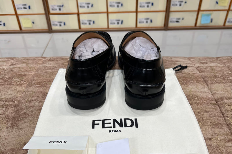 Fendi Black Silver Logo Major Loafers