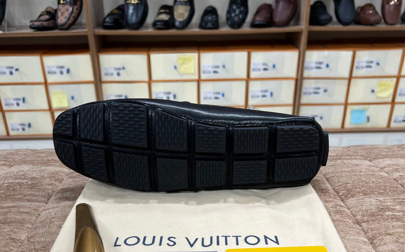 Louis Vuitton Silver Logo Normal Loafer Black