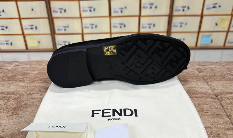 Fendi Black Silver Logo Major Loafers