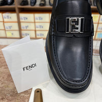 .Fendi Black FF Logo Major Loafers