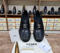.Fendi Black FF Logo Major Loafers