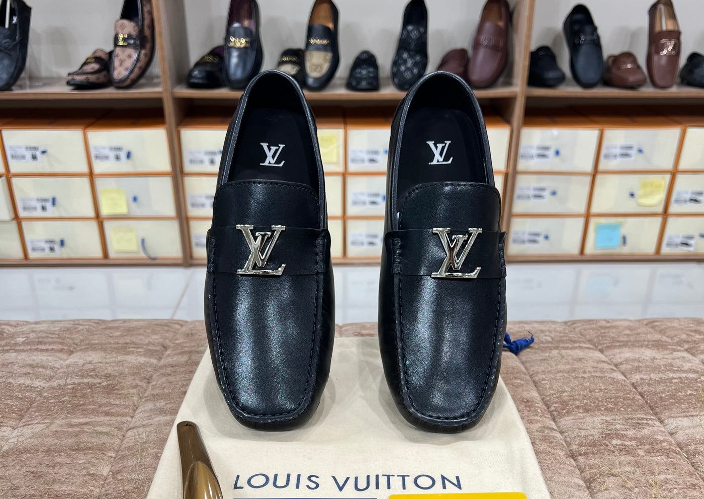 Louis Vuitton Silver Logo Normal Loafer Black