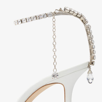 Jimmy Choo Saeda 85  White Crystal Mesh Pumps hover