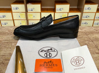 Hermes Black Silver Buckle Major Loafer