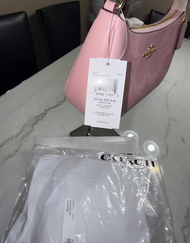 Coach Teri Shoulder Bag In Signature Canvas (Powder Pink)