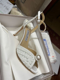 Jimmy Choo Sacora 100  White Satin Sandals