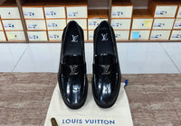 .. Louis.Vuitton Black Silver Logo Major Loafers