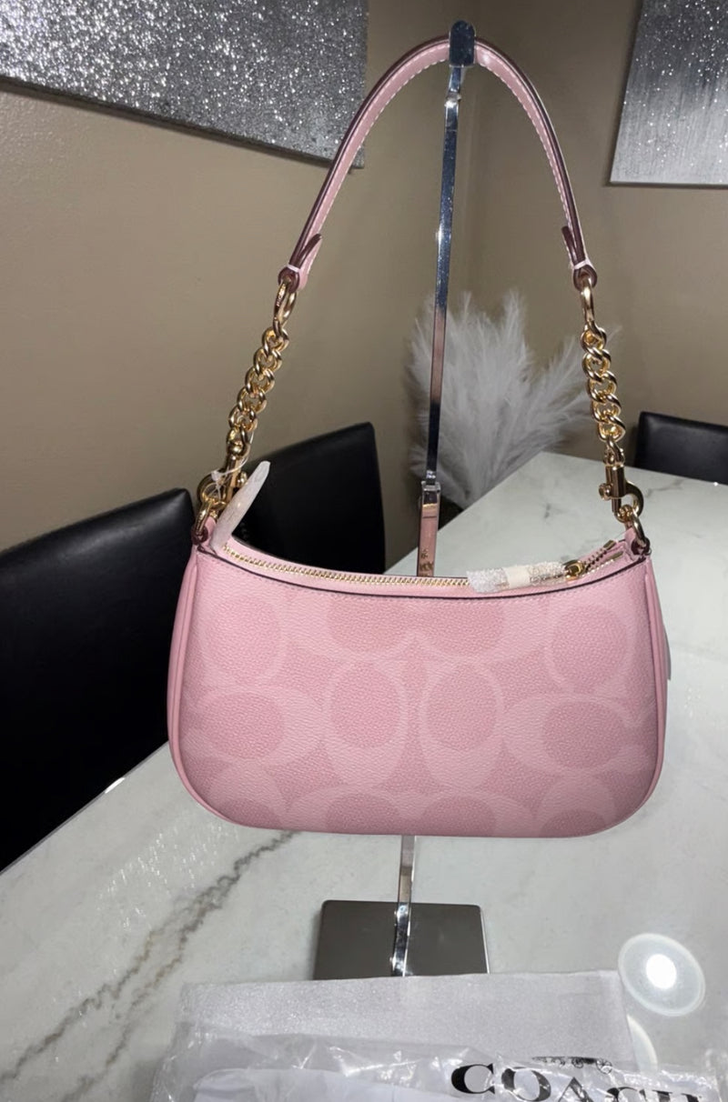 Coach Teri Shoulder Bag In Signature Canvas (Powder Pink)