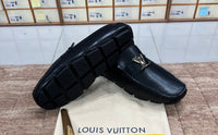 Louis Vuitton Silver Logo Normal Loafer Black