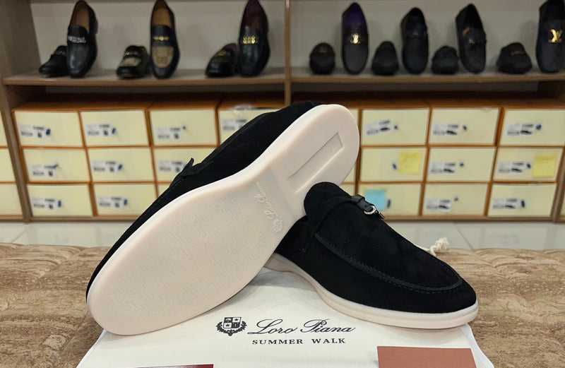 Loro Piana Summer Charms Walk Loafer Suede - Black