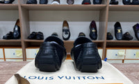 Louis Vuitton Texture Black Silver Logo Normal Loafer