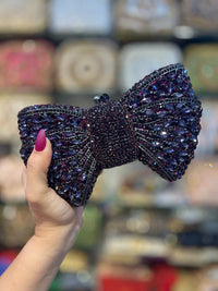 Purple Studded Crystal Work Metallic Frame Beautiful Deep Colour Handbags