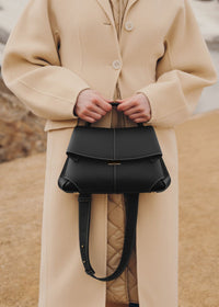 POLÈNE Mokki Edition Textured Black with Ecru Stitching