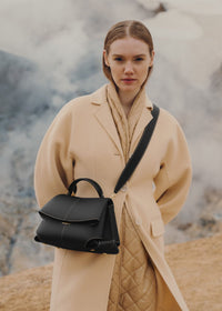 POLÈNE Mokki Edition Textured Black with Ecru Stitching