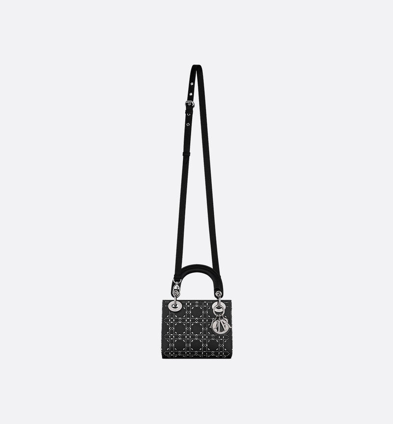 Dior Mini Lady Dior Black Strass Cannage Satin