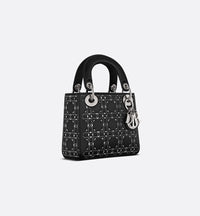 Dior Mini Lady Dior Black Strass Cannage Satin
