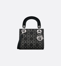 Dior Mini Lady Dior Black Strass Cannage Satin